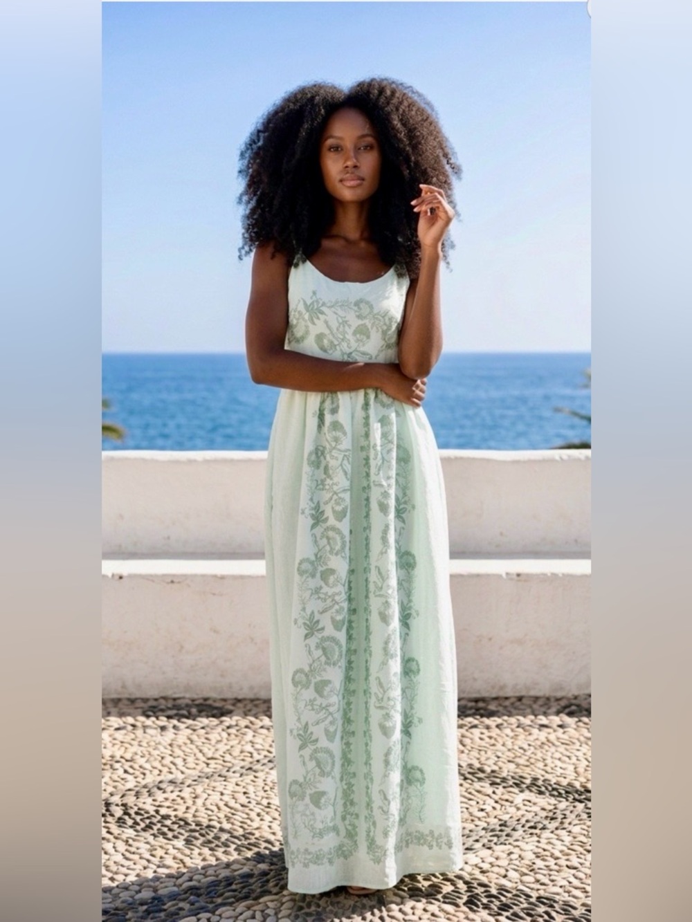 Trixxi Sleeveless Mint Floral Maxi Dress - Lightweight Summer Dress Lined S